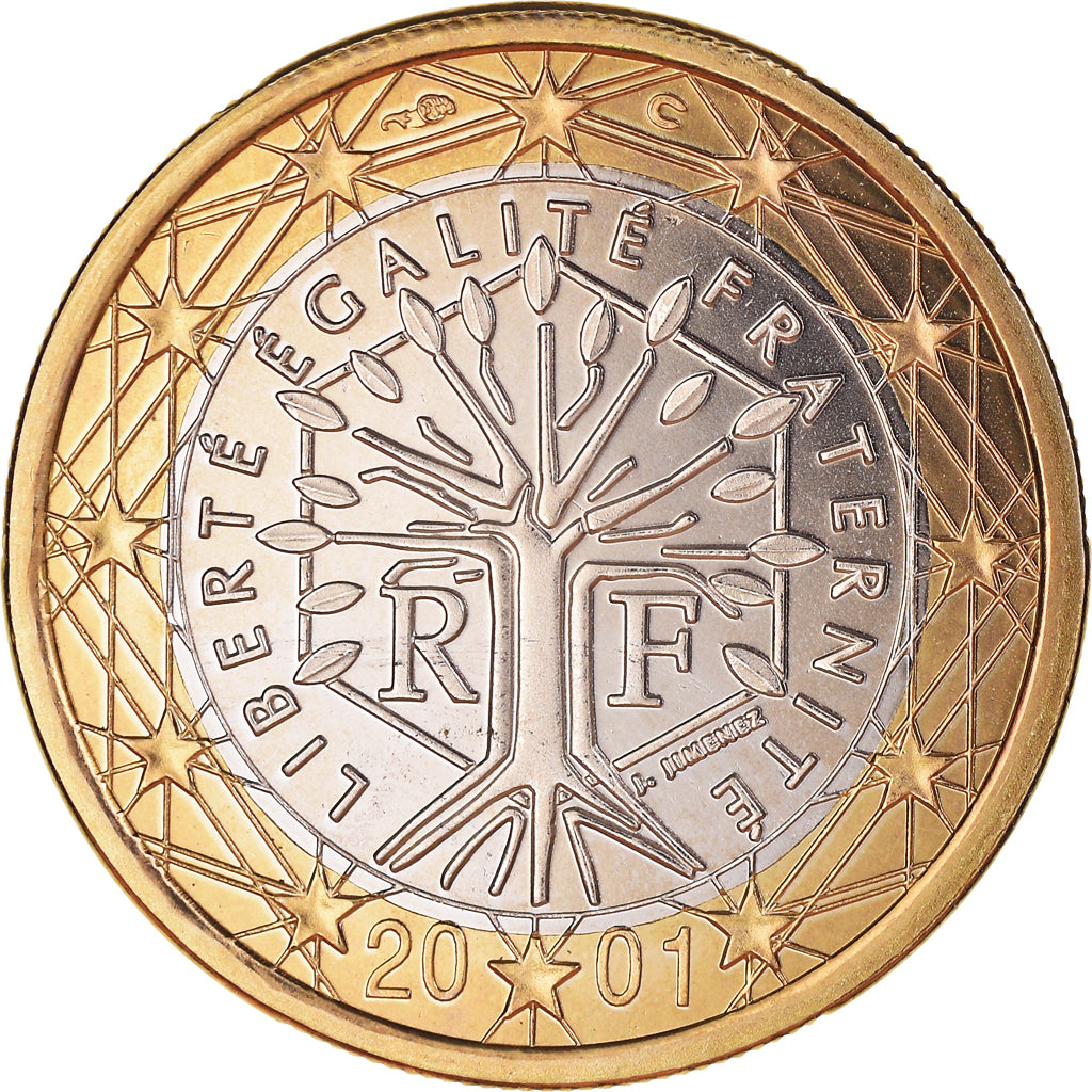 France, Euro, 2001, Paris, Proof / BE, FDC, Bimétallique, Gadoury:7, KM:1288