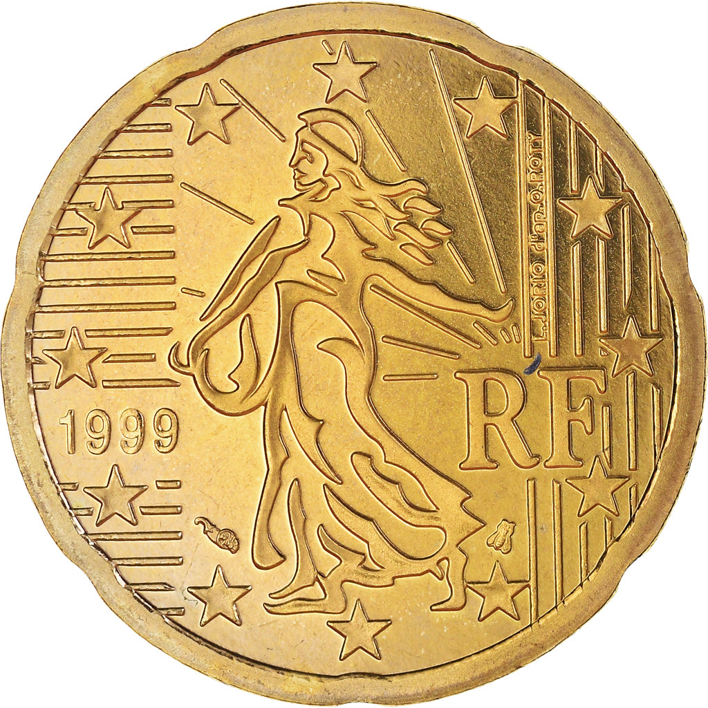 France, 20 Euro Cent, 1999, Paris, Proof / BE, MS(65-70), Brass, Gadoury:5.
