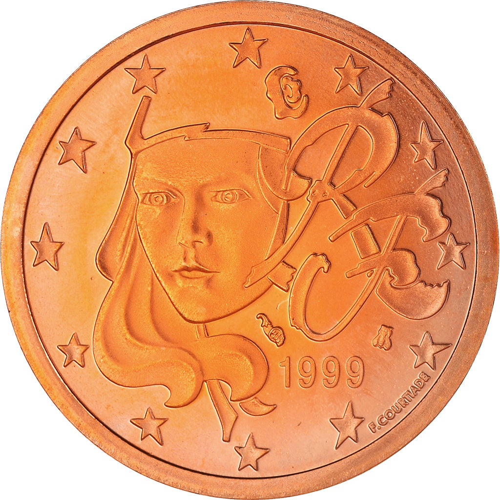 France, 5 Euro Cent, 1999, Paris, Proof / BE, MS(65-70), Copper Plated Steel