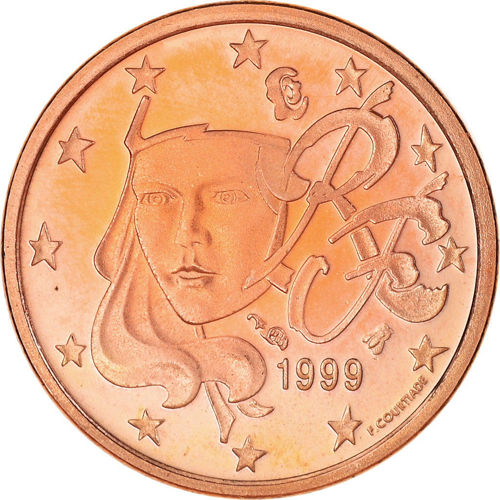 France, Euro Cent, 1999, Paris, Proof / BE, FDC, Cuivre plaqué acier