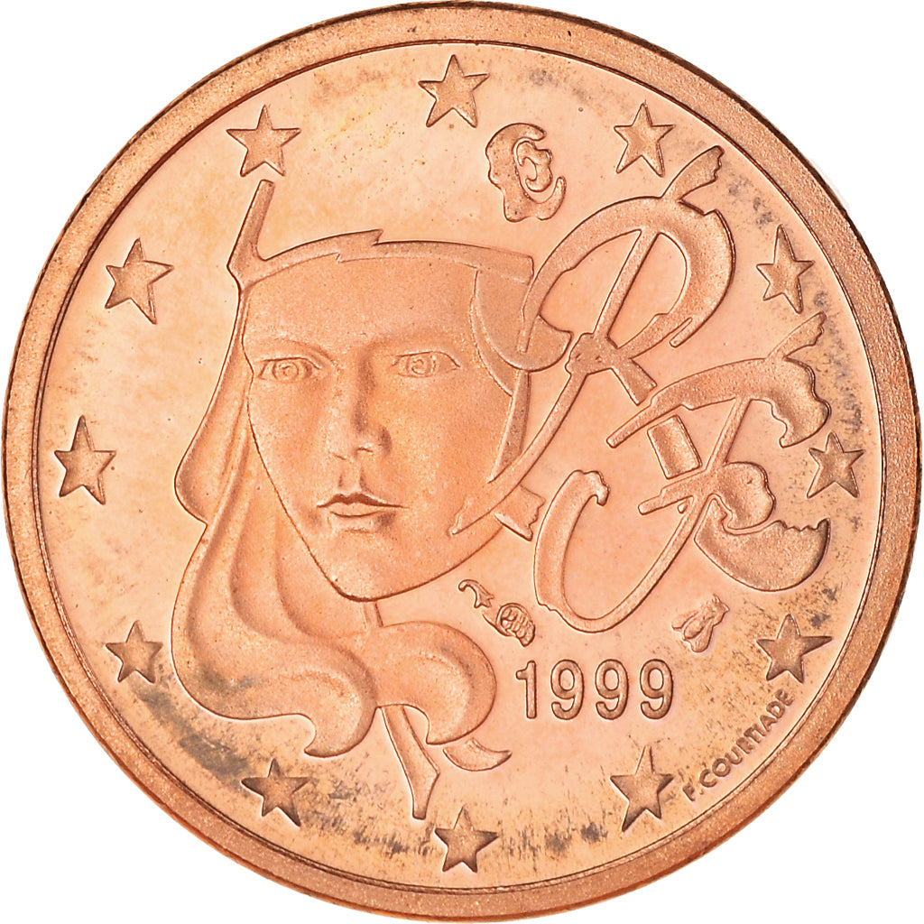Francja, Euro Cent, 1999, Paris, Proof / BE, MS(65-70), Miedź platerowana