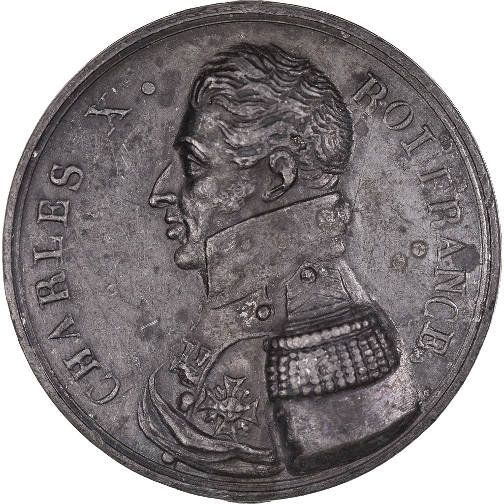 France, Medal, Charles X, Sacre à Reims, History, 1825, AU(50-53), Tin