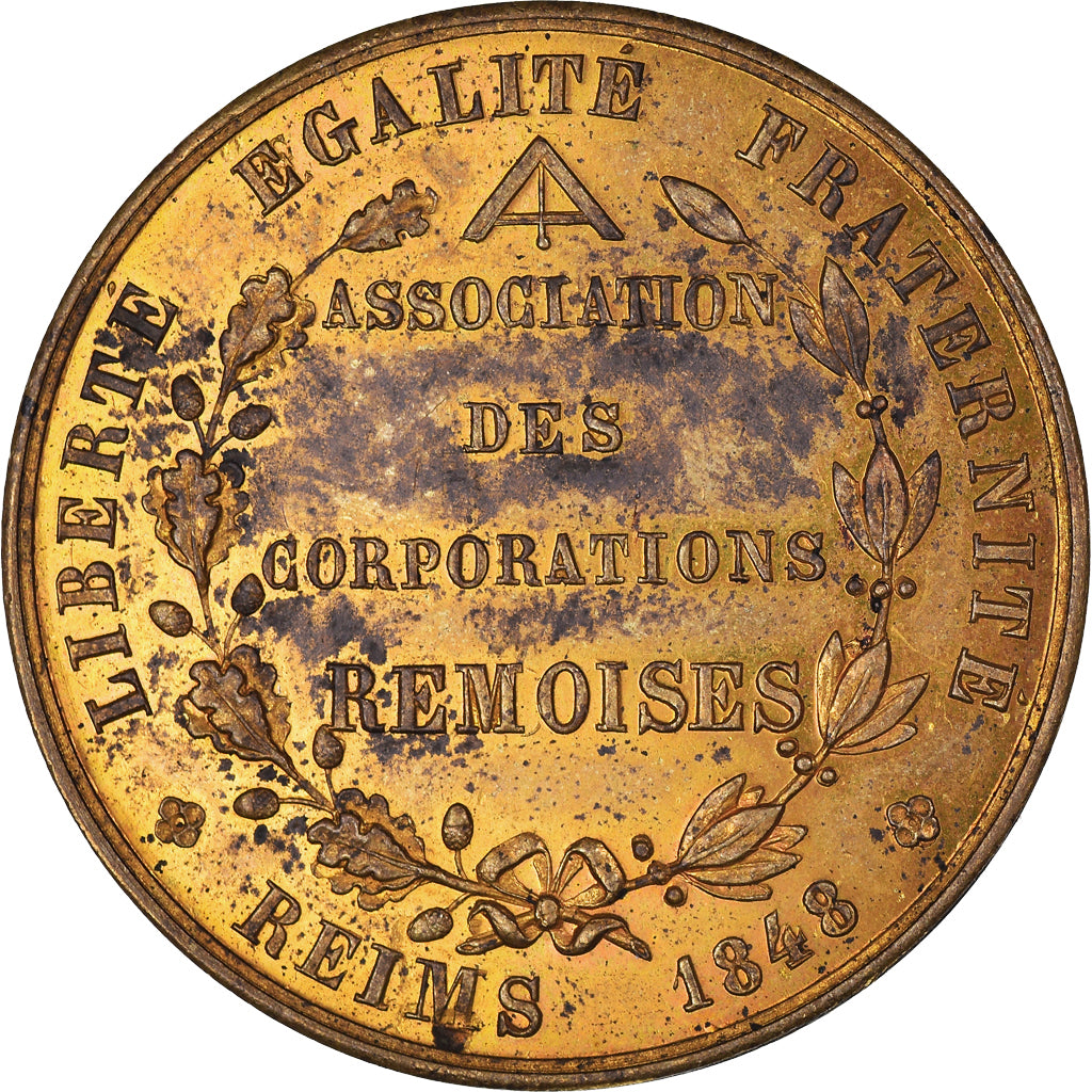 France, Médaille, Association des Corporations Rémoises, Reims, History, 1848