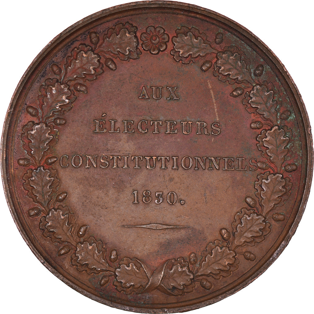 France, Medal, Charles X, Aux Electeurs Constitutionnels, 1830, AU(50-53)
