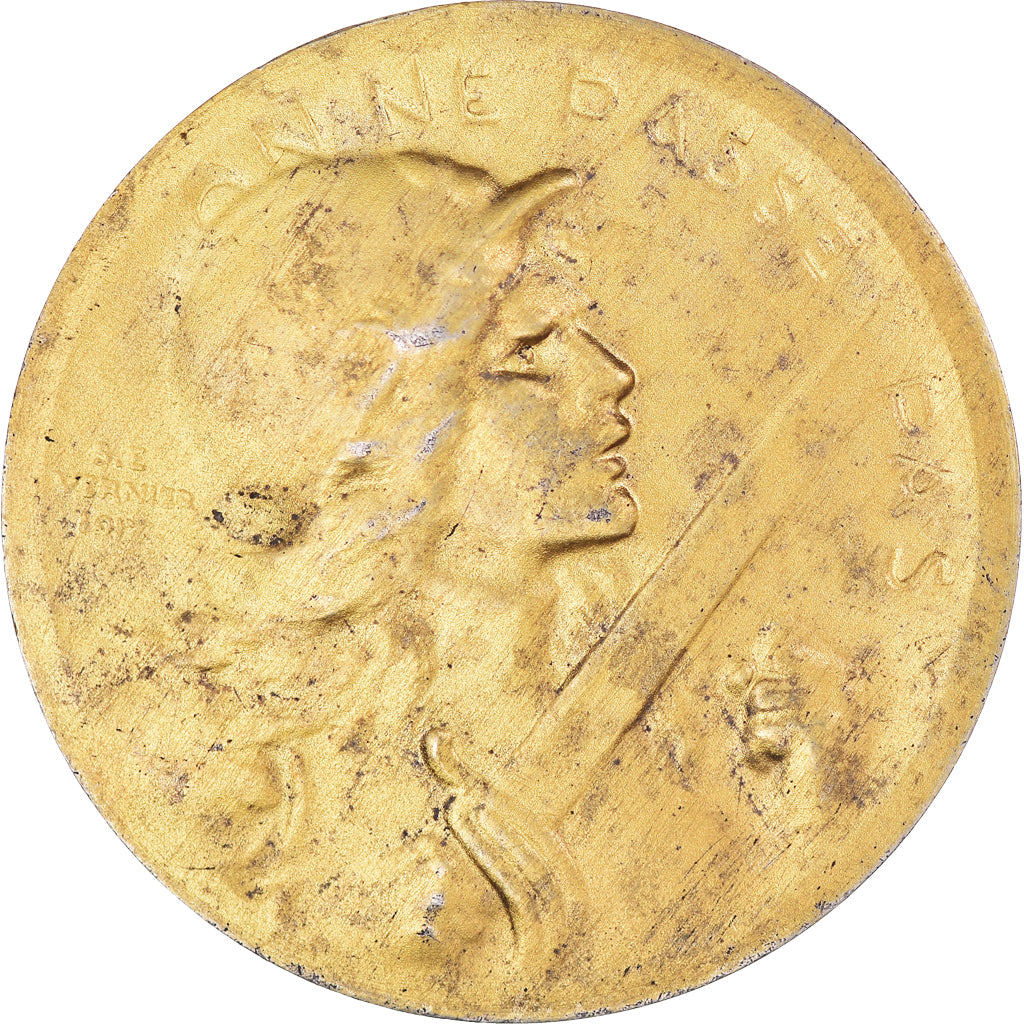France, Medal, Verdun , On ne passe pas, WAR, 1916, Vernier, AU(50-53), Vermeil