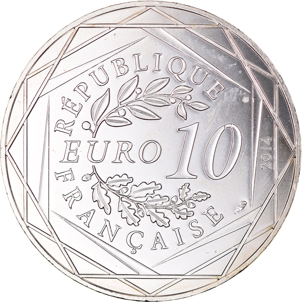 France, 10 Euro, Liberté Automne Sempé, 2014, FDC, MS(64), Silver