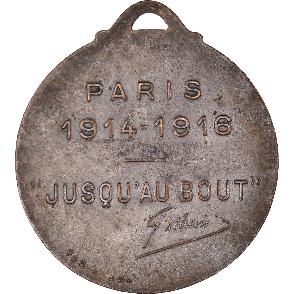 Francia, medalla, Gallieni, WAR, 1916, Maillart, MBC, Bronce plateado