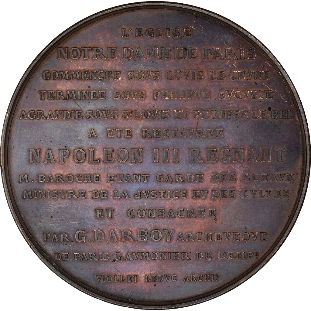 France, Medal, Napoléon III, Fin de la Restauration de la Cathédrale