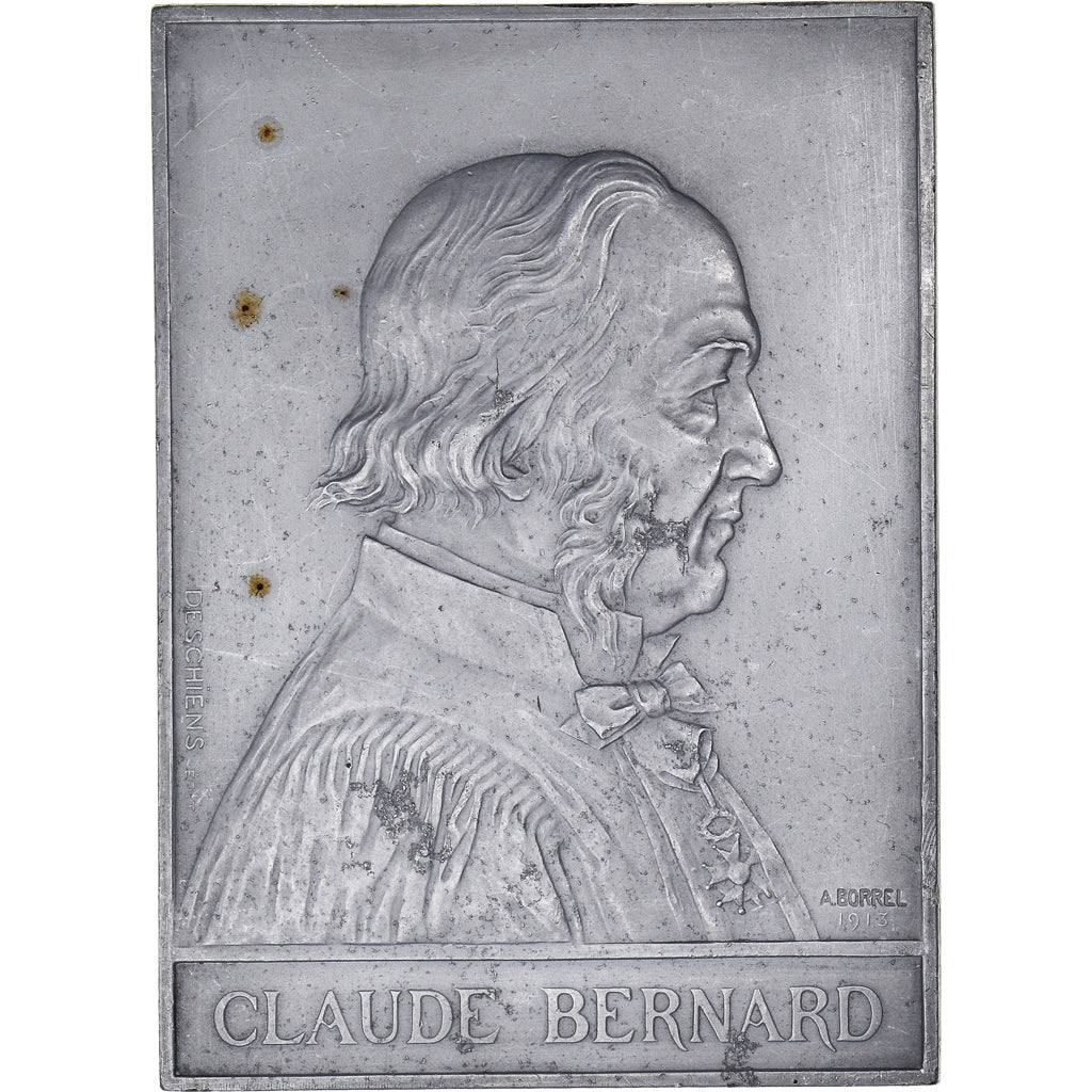 França, medalha, Claude Bernard, Medicina, 1913, Deschiens, AU(50-53)