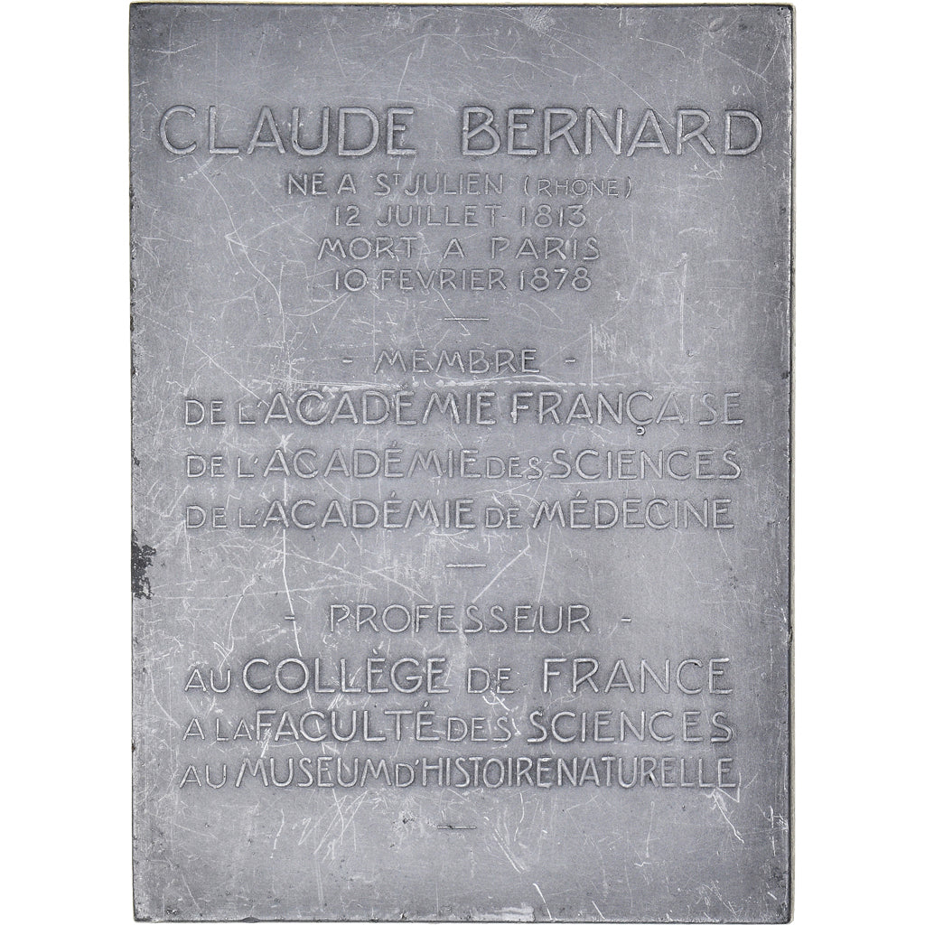 França, medalha, Claude Bernard, Medicina, 1913, Deschiens, AU(50-53)