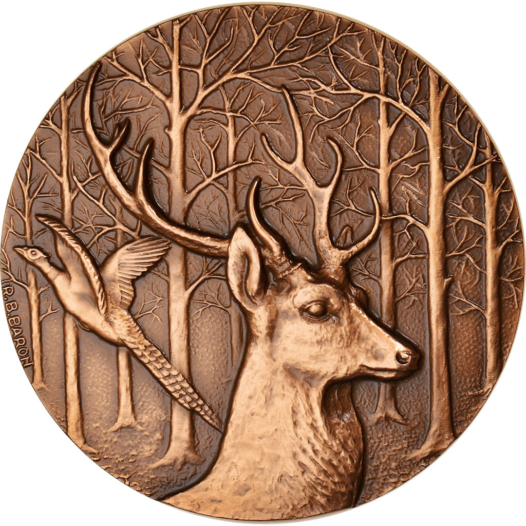 Frankreich, Medaille, Château de Rambouillet, cerf, Animalière, 1978, Baron