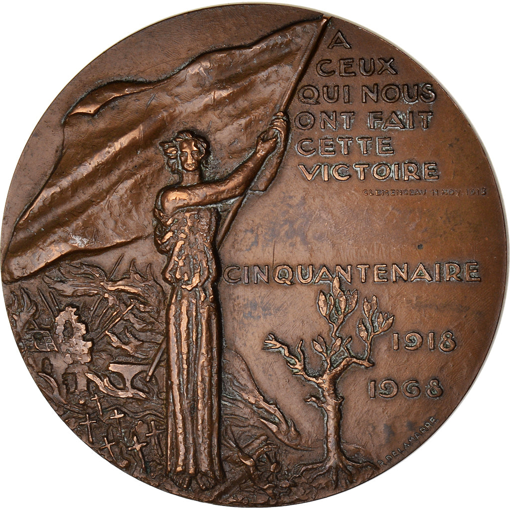 França, medalha, Cinquantenaire de la Victoire, WAR, 1968, Delamarre
