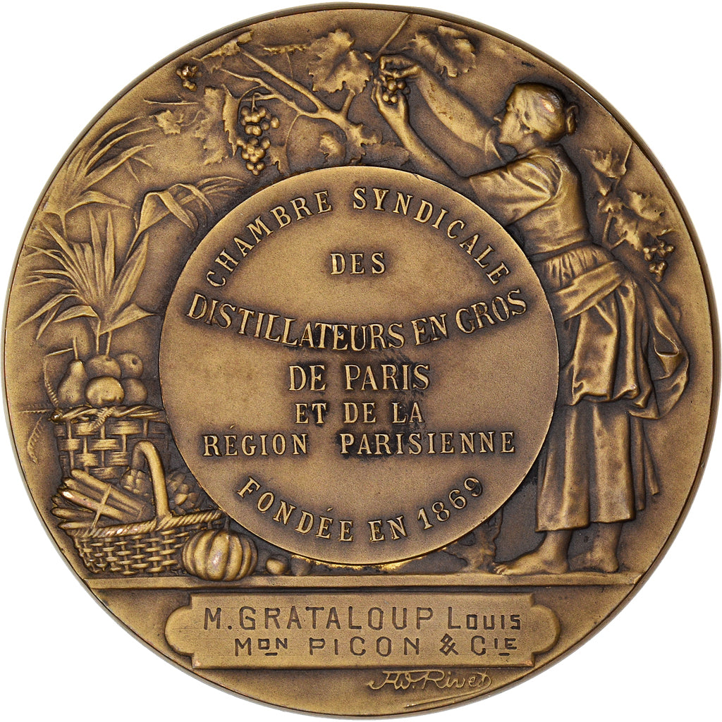 França, medalha, Distillateurs en Gros de Paris, Indústria e comércio