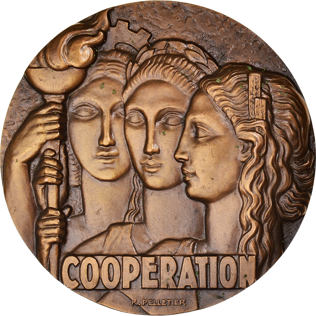 France, Medal, Art Déco, Hommage de la Coopération, Politics, Society, War