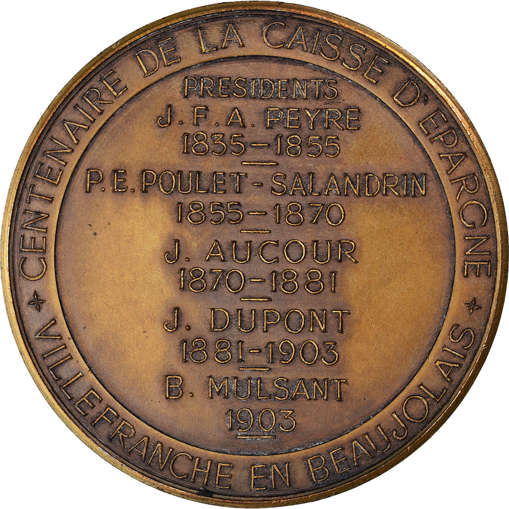 França, medalha, Centenaire de la Caisse d'Epargne de