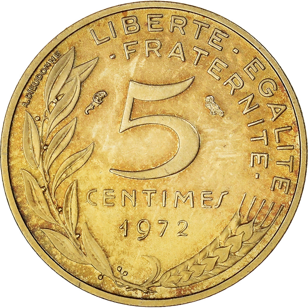Coin, France, 5 Centimes, 1972, Paris, Piéfort, MS(63), Aluminum-Bronze