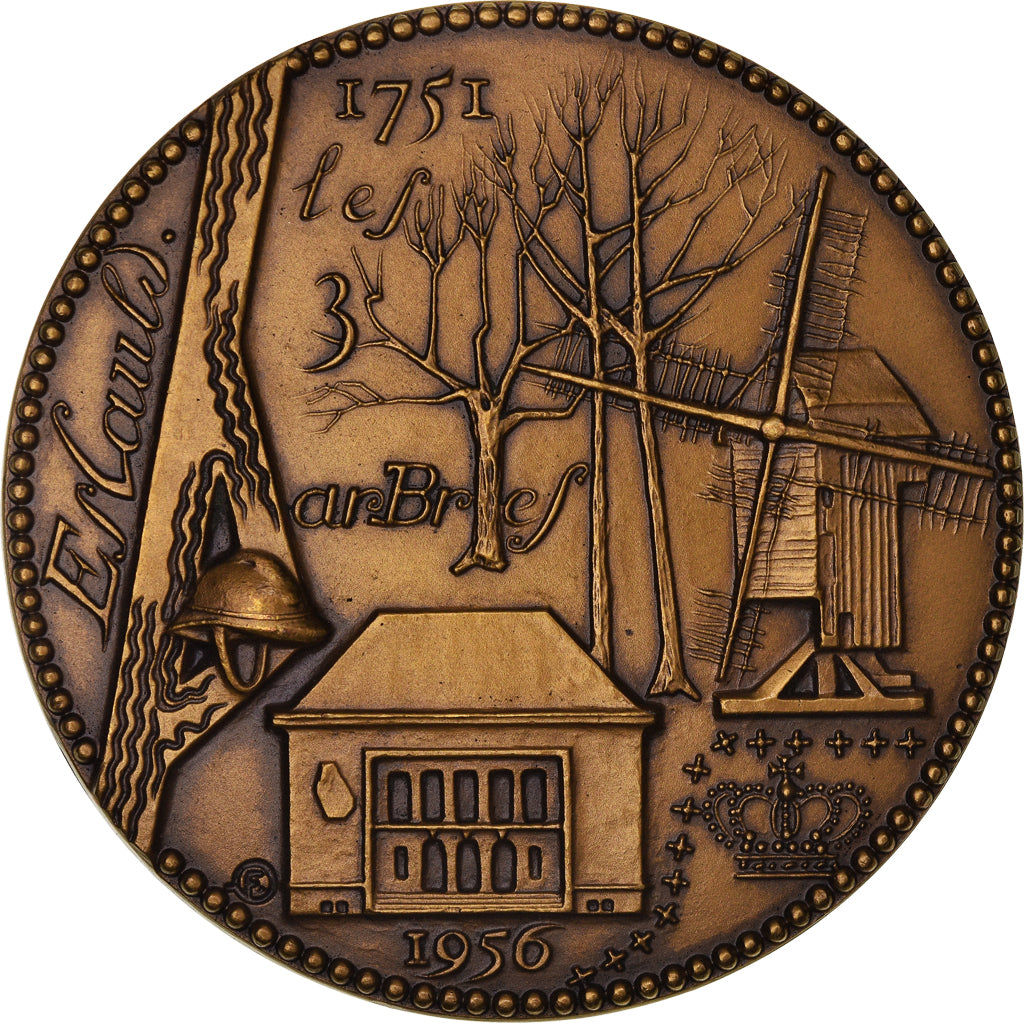 Francia, medalla, Ville de Vieux-Condé, Nord, Geography, 1956, FDC, Bronce