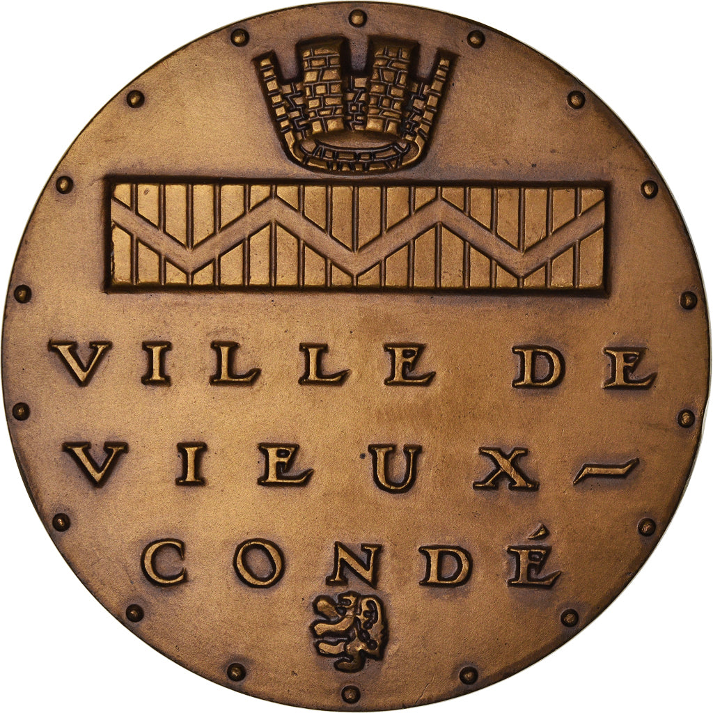 Francia, medalla, Ville de Vieux-Condé, Nord, Geography, 1956, FDC, Bronce