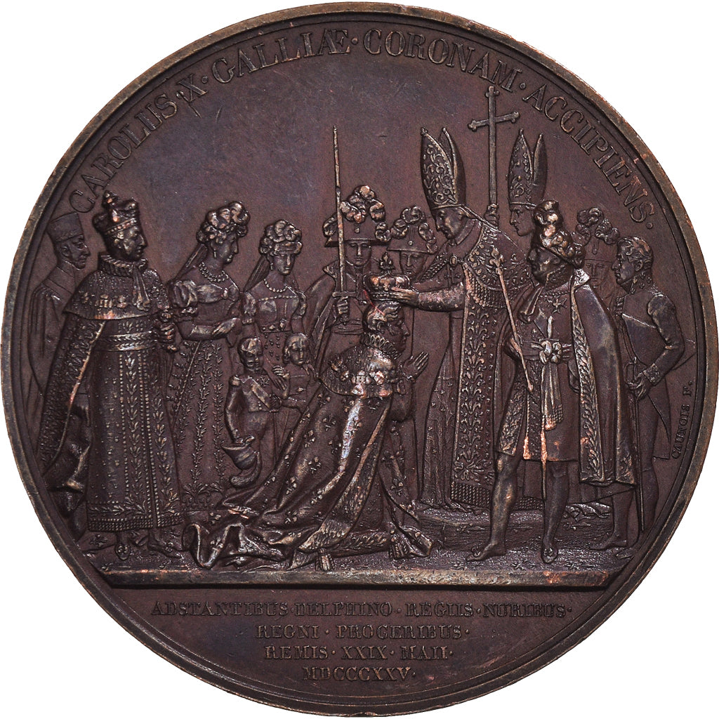 Francia, medaglia, Sacre de Charles X Reims, History, 1825, Caunois, BB+, Bronzo