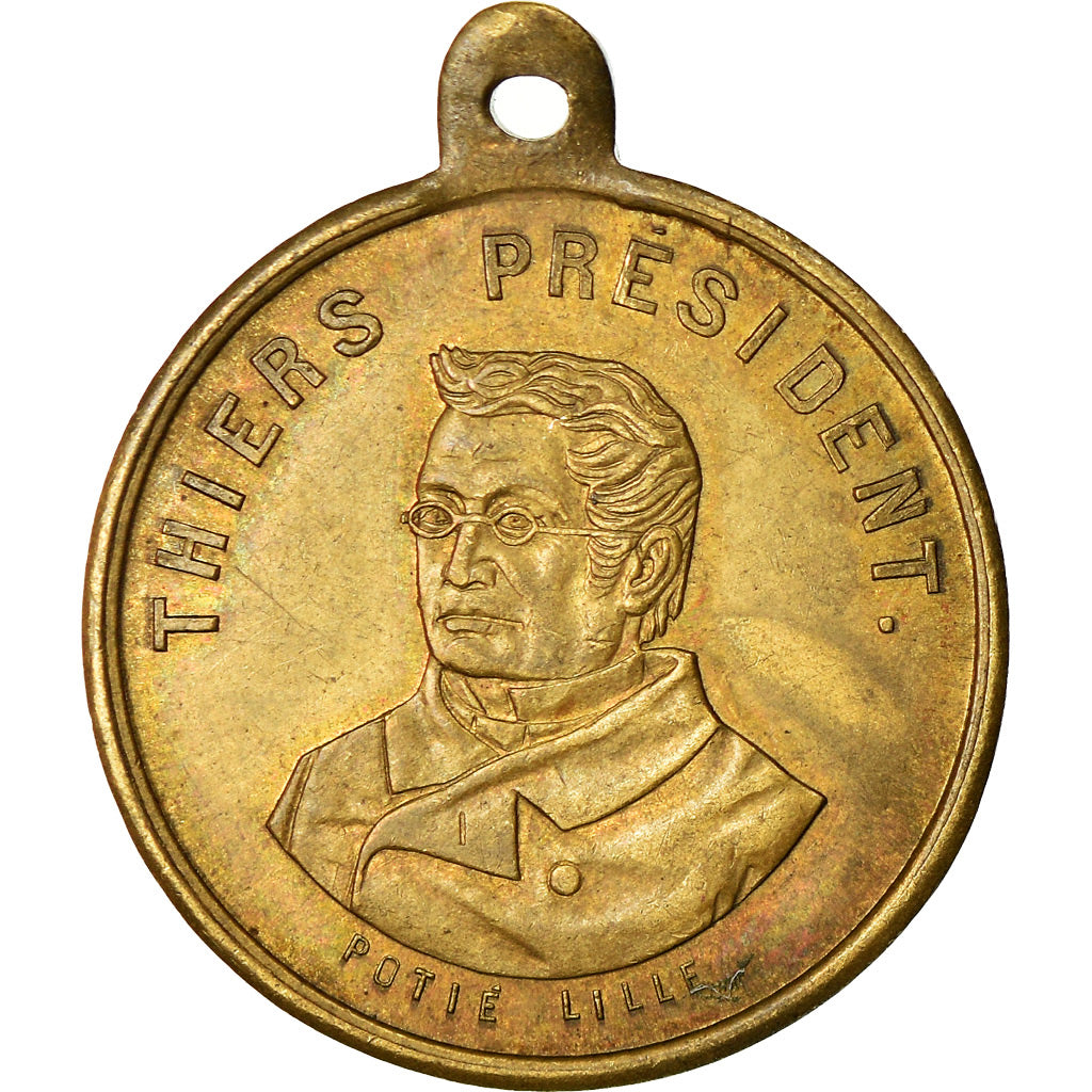 France, Medal, Adolphe Thiers, Président de la République, Lille, 1873