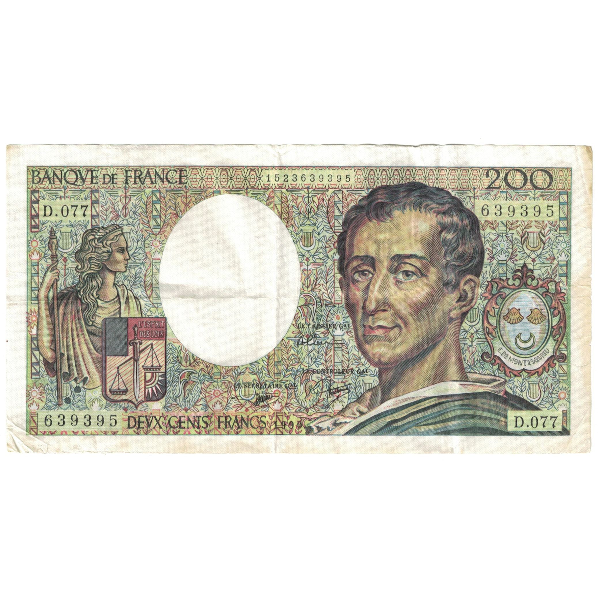 France, 200 Francs, 1990, VG(8-10), Fayette:70.10c, KM:155d