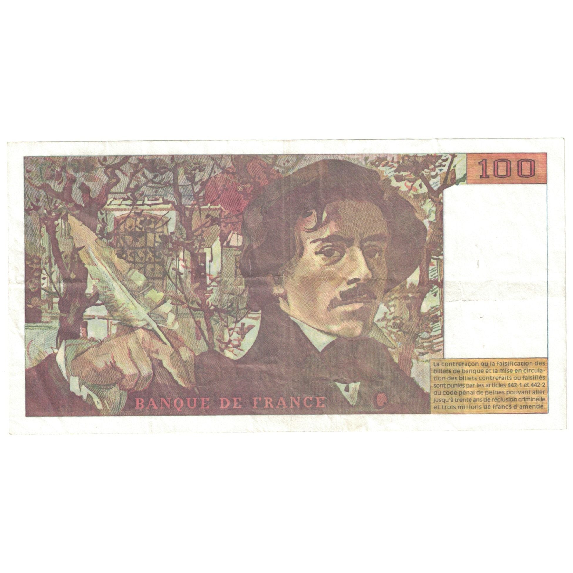 Francia, 100 Francs, Delacroix, 1994, MBC+, Fayette:69ter.01b, KM:154h