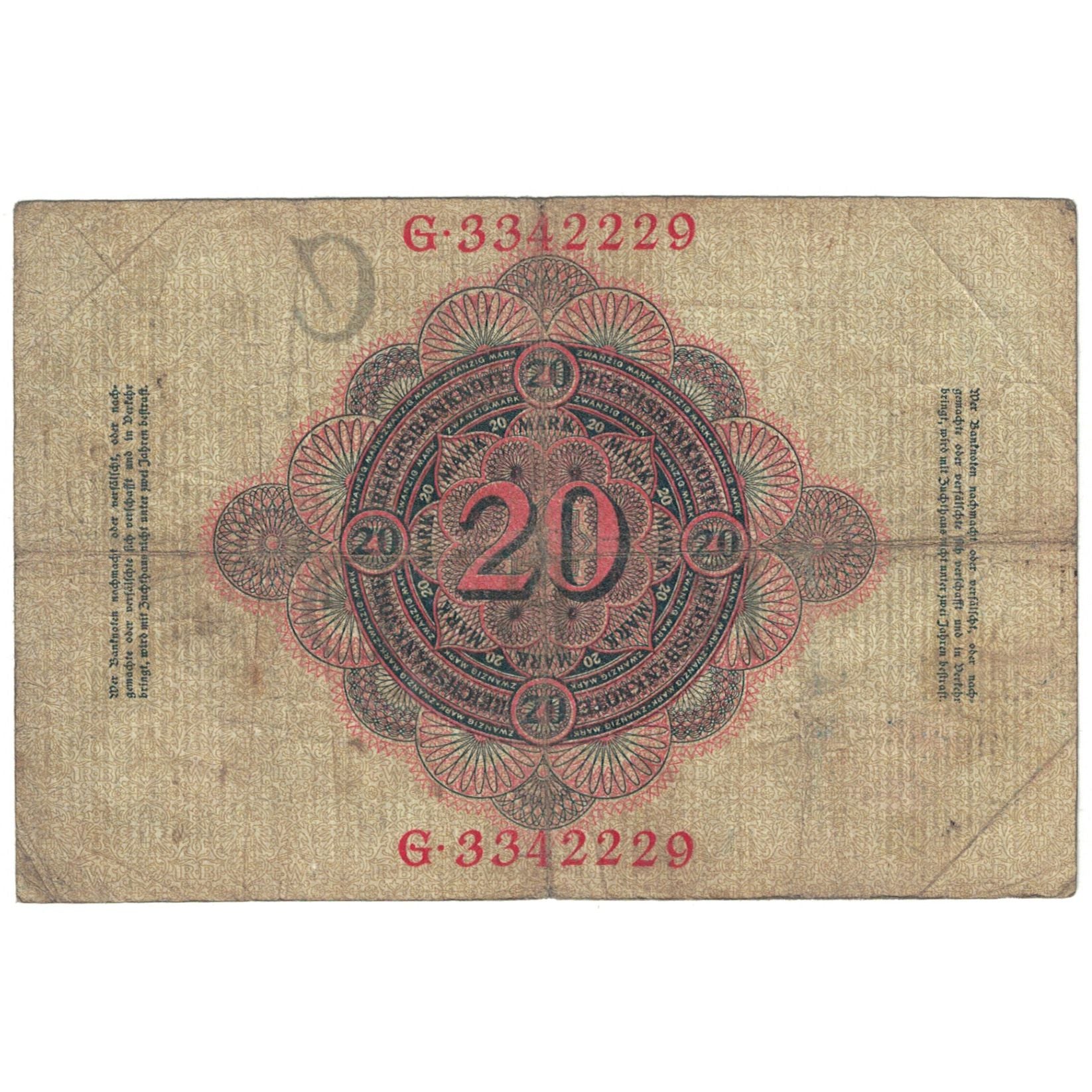 Nota, Alemanha, 20 Mark, 1910, 1910-04-21, KM:40a, VF(20-25)