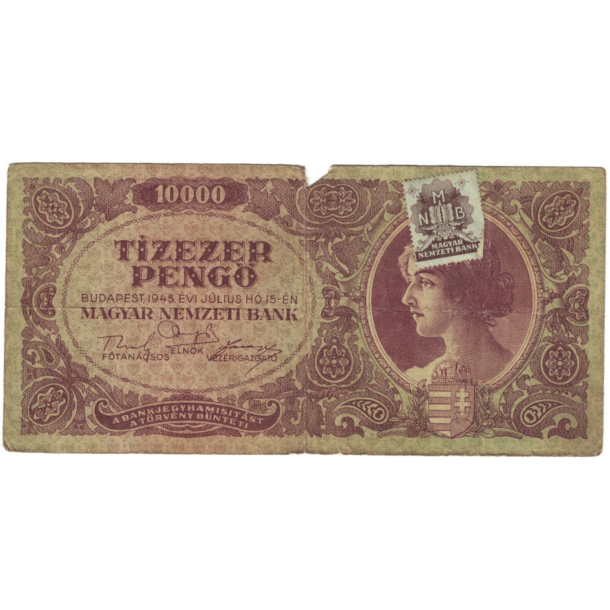 Banknote, Hungary, 10,000 Pengö, 1945, 1945-07-15, KM:119b, VG(8-10)