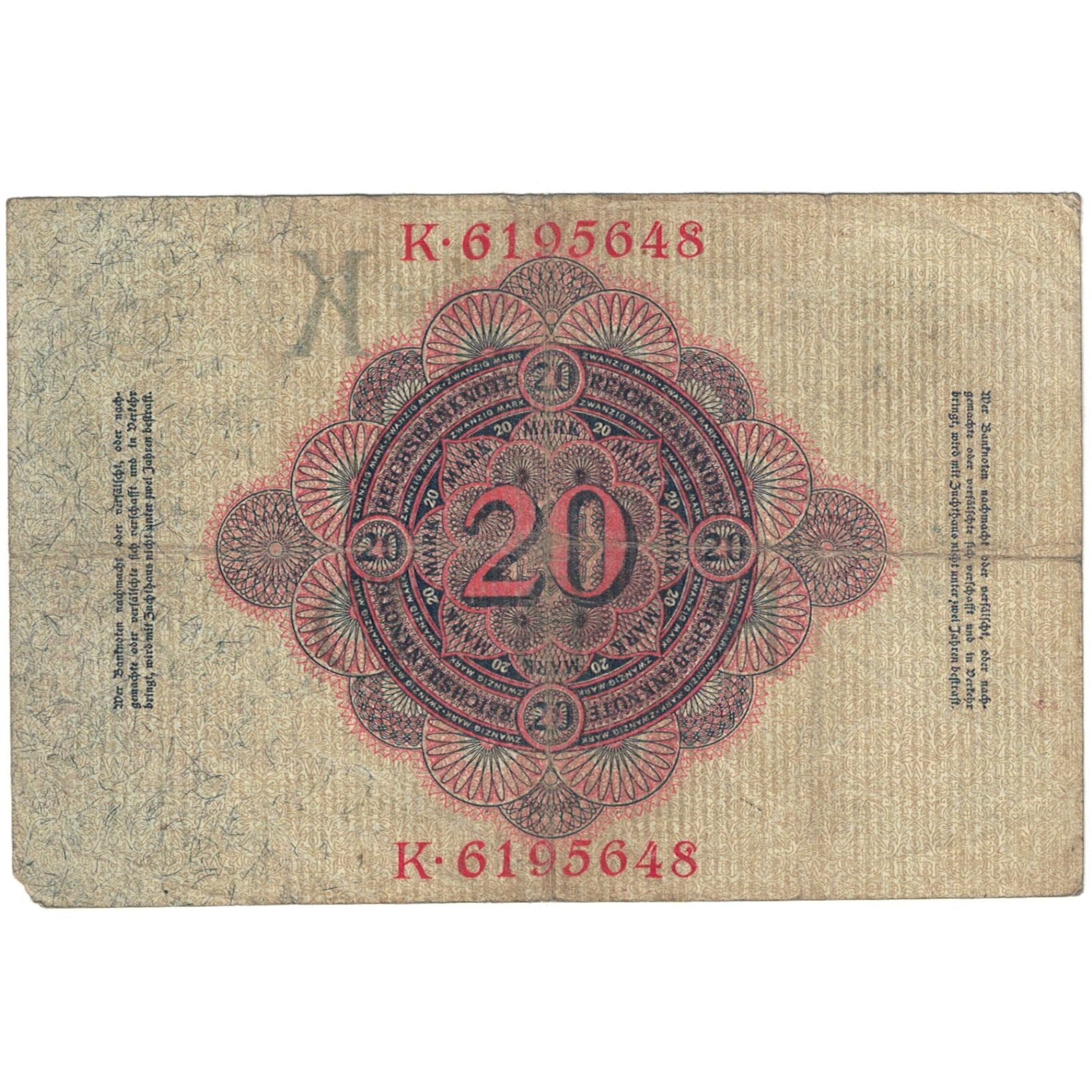 Nota, Alemanha, 20 Mark, 1914, 1914-02-19, KM:46b, VF(20-25)