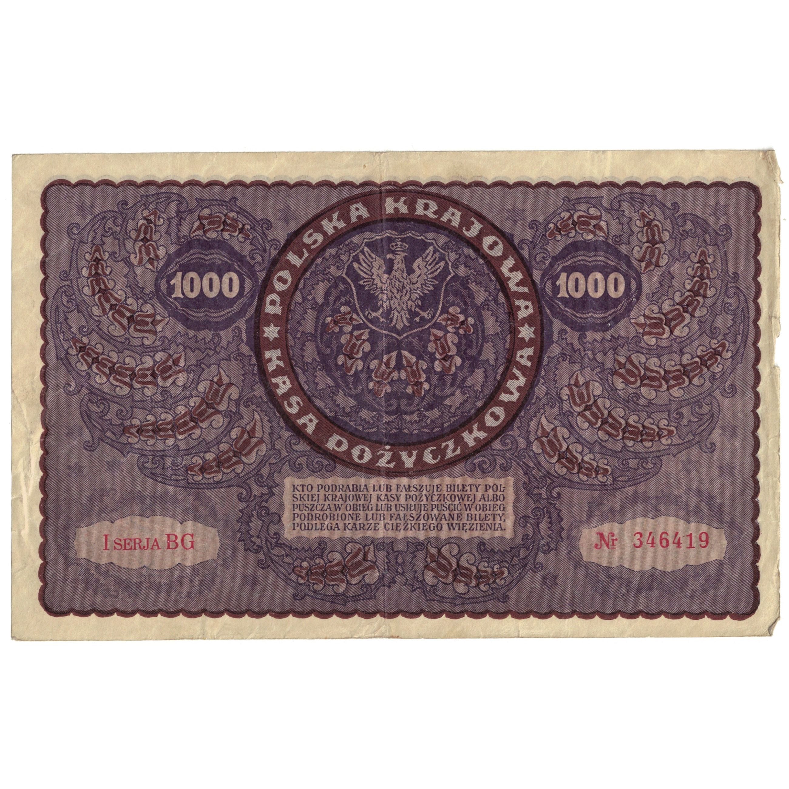 Geldschein, Polen, 1000 Marek, 1919, 1919-08-23, KM:29, S