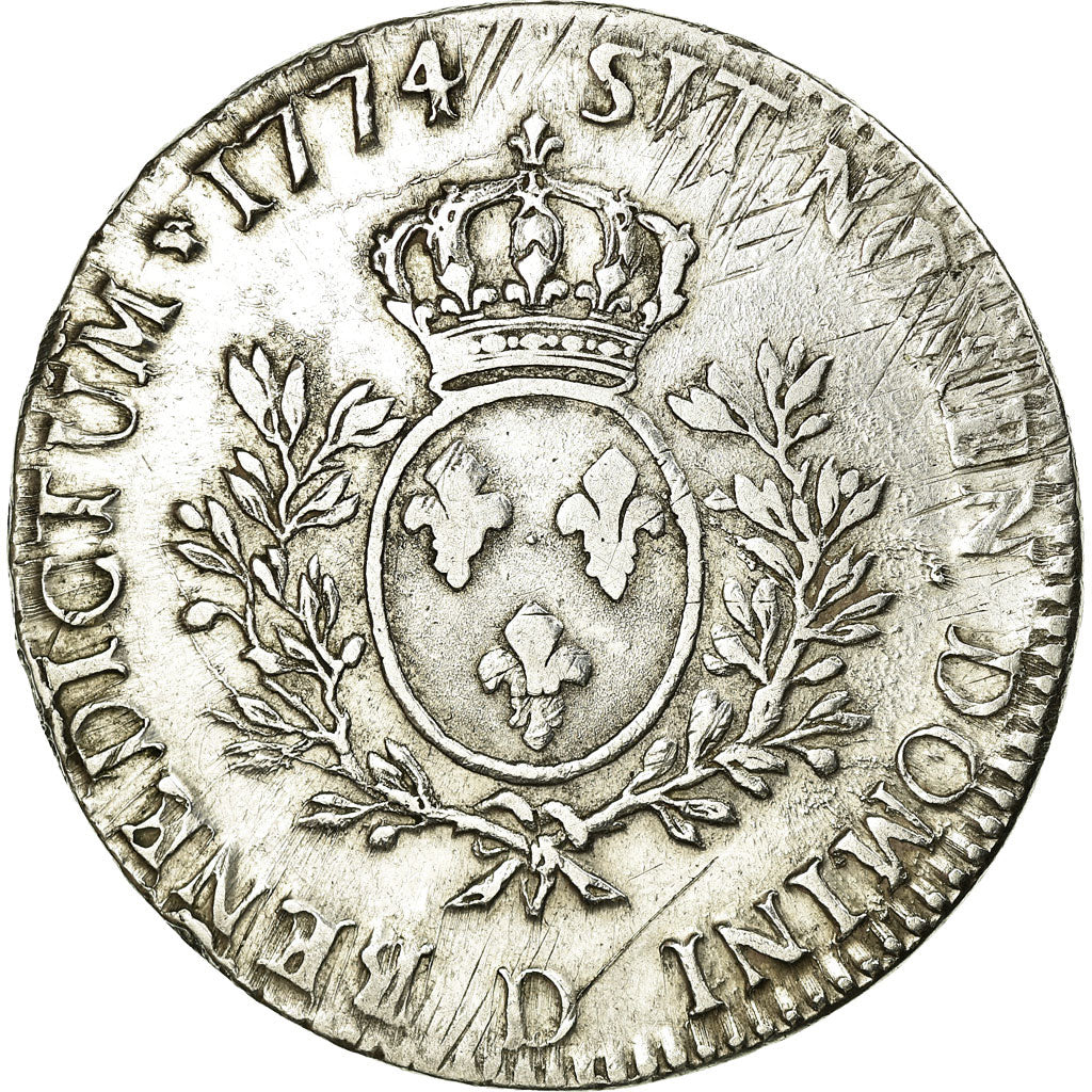 Francja, Louis XV, Écu à la vieille tête, 1774, Lyon, Srebro, VF(30-35)