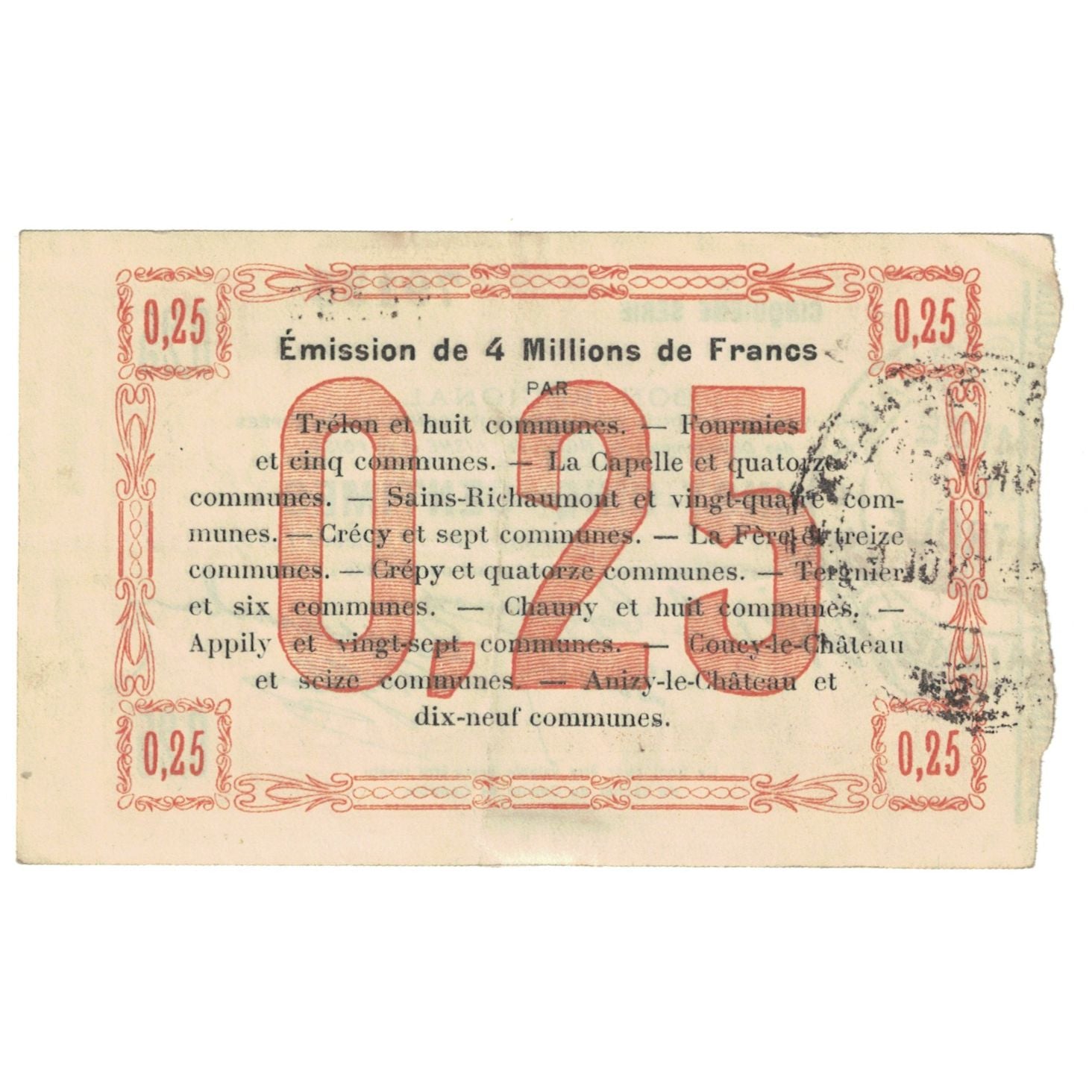 França, Fourmies, 25 Centimes, 1915, AU(55-58)