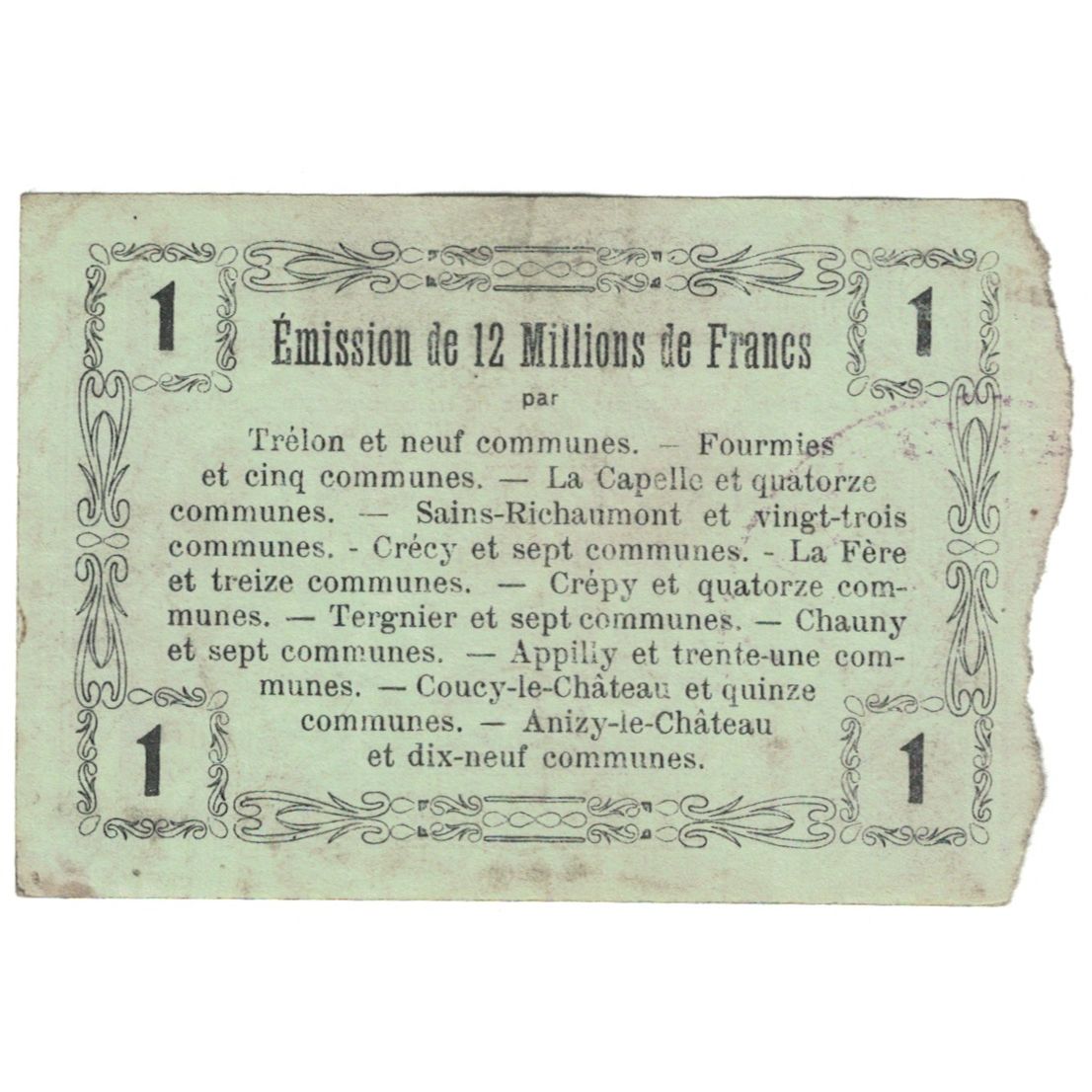 France, Fourmies, 1 Franc, 1916, VF(20-25)