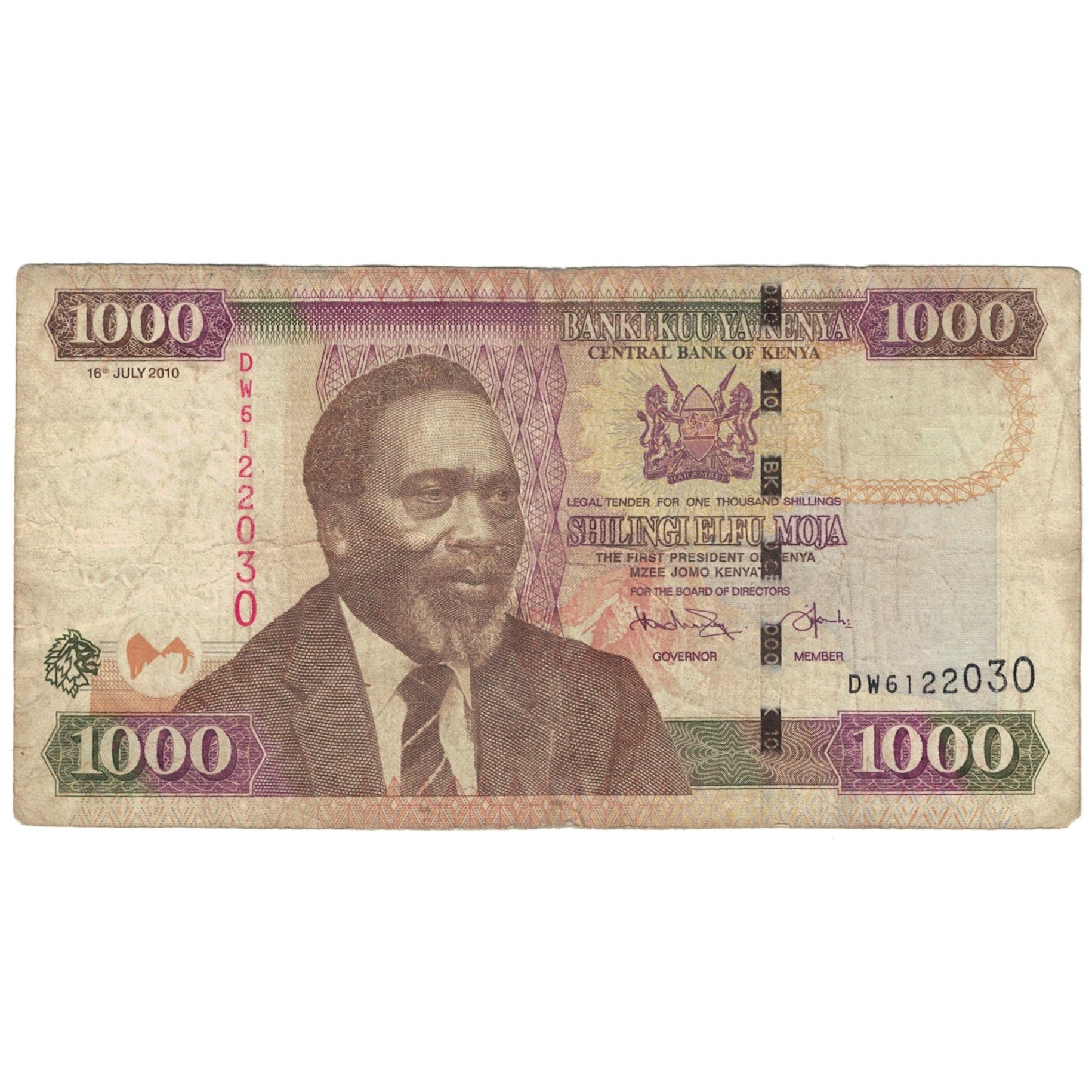 Billete, 1000 Shillings, 2010, Kenia, 2010-07-16, KM:51e, BC