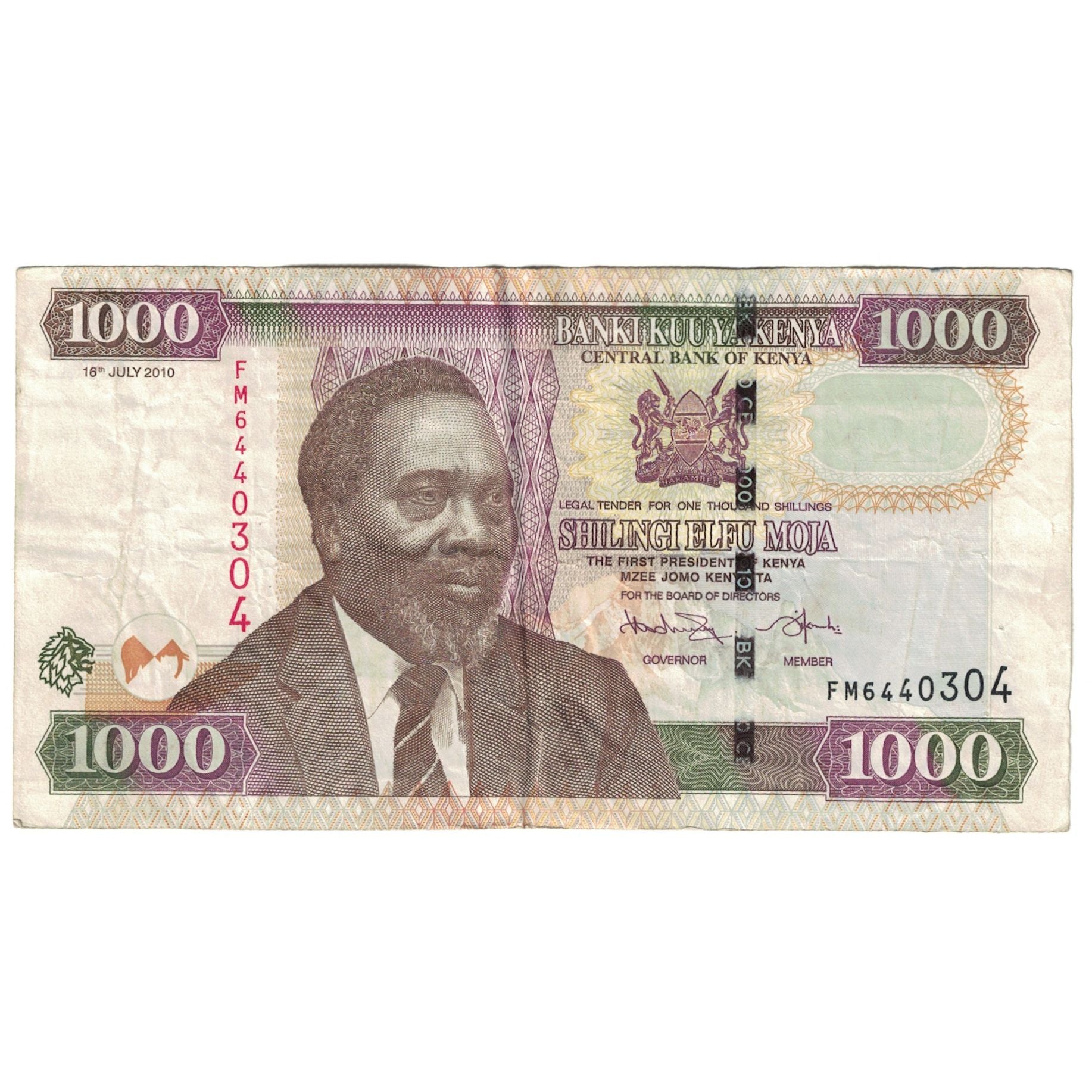 Billet, Kenya, 1000 Shillings, 2010, 2010-07-16, KM:51e, TB