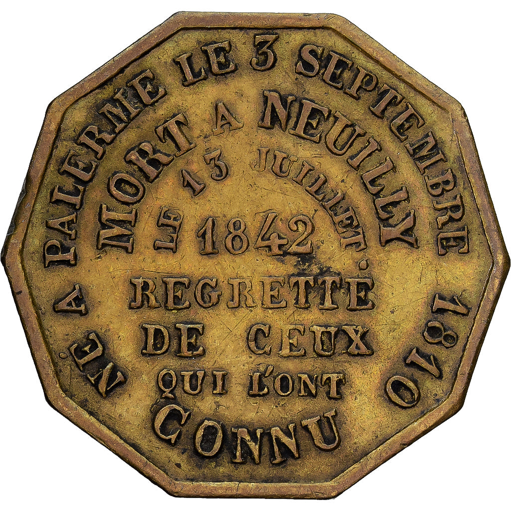 France, Medal, Mort du Duc Ferdinand-Philippe d'Orléans, History, 1842