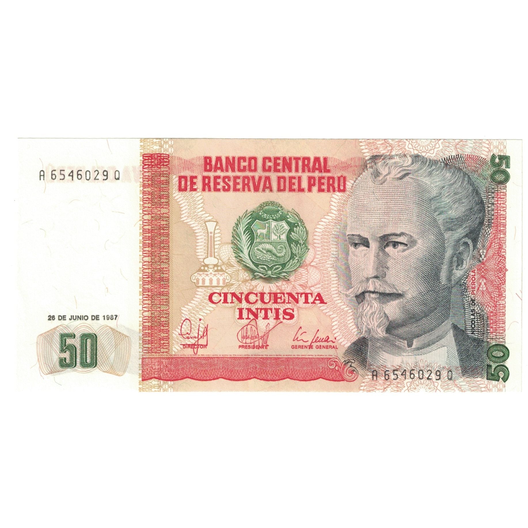 Banknote, Peru, 50 Intis, 1987, 1987-06-26, KM:130, UNC(65-70)