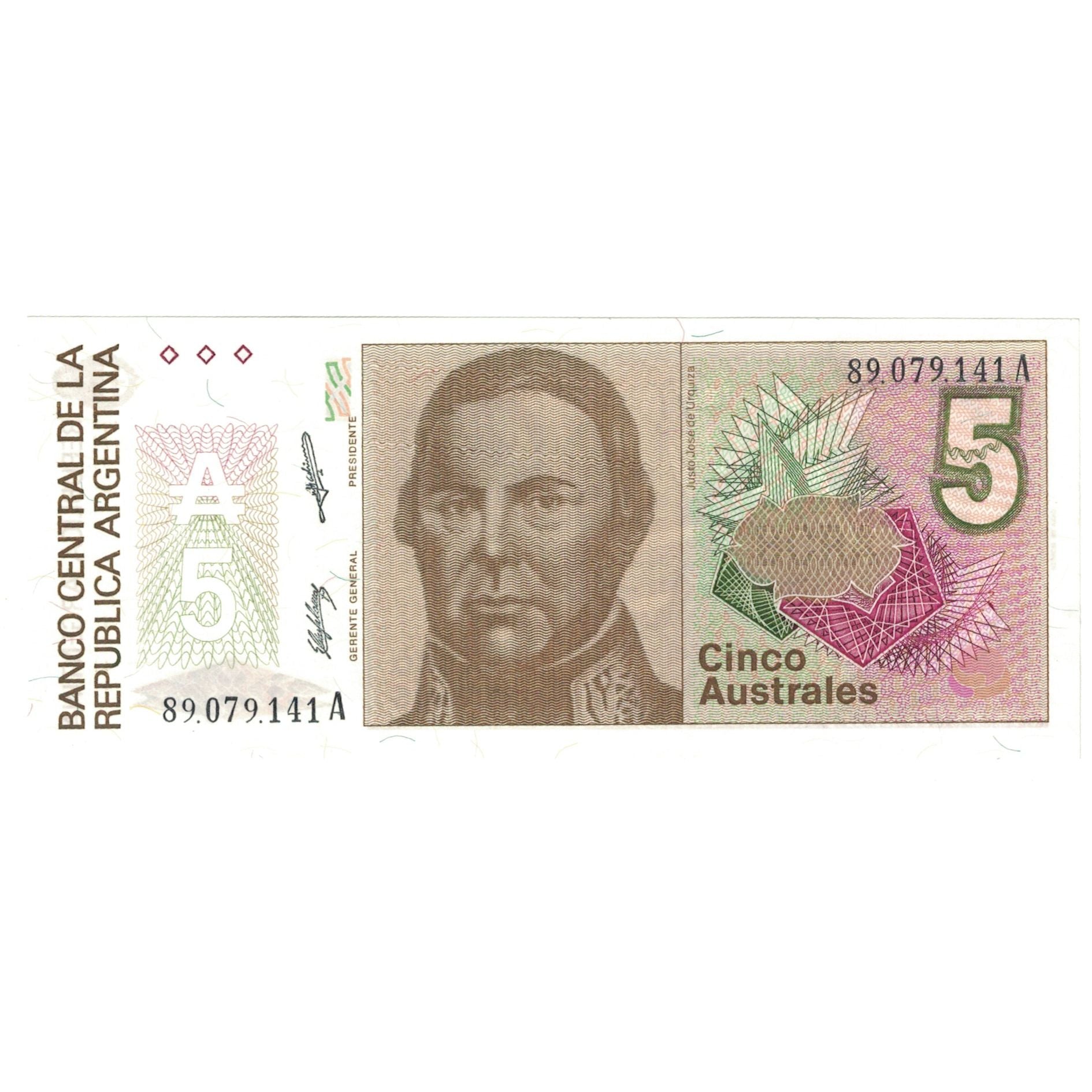 Billete, 5 Australes, 1987-1989, Argentina, Undated (1987-89), KM:324b, UNC
