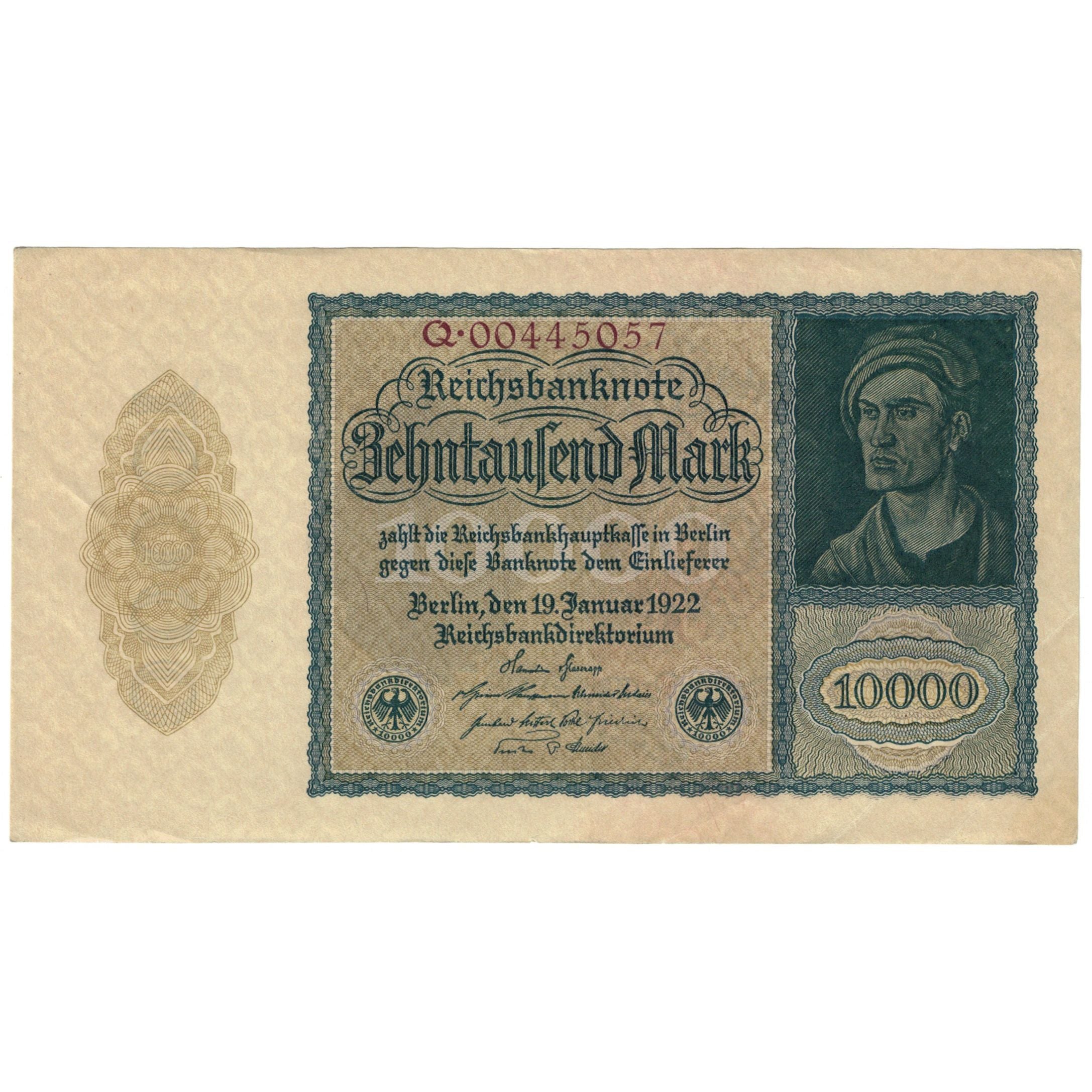 Billete, 10,000 Mark, 1922, Alemania, 1922-01-19, KM:72, UNC