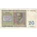 Banconote, Belgio, 20 Francs, 1956, 1956-04-03, KM:132a, MB