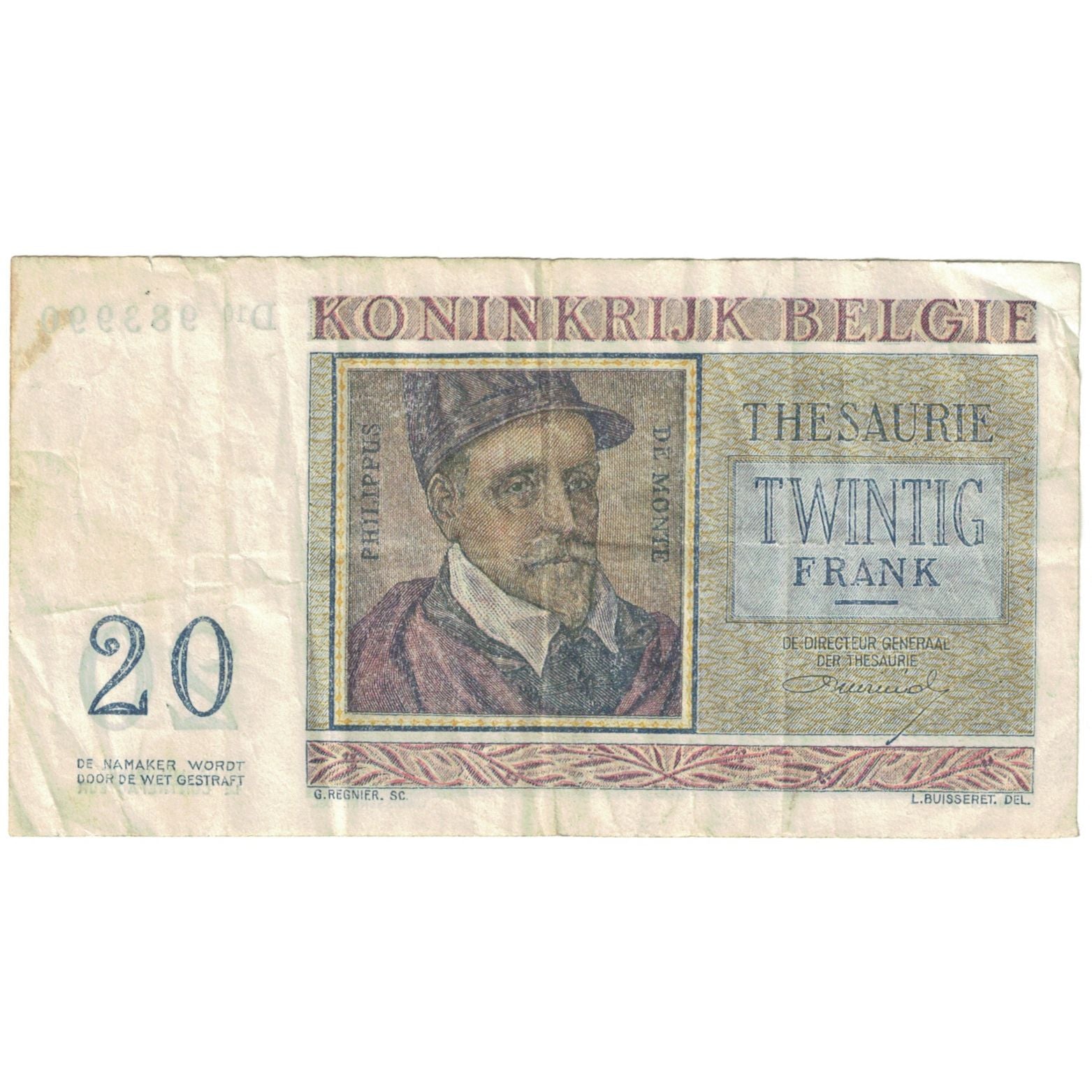 Banknot, Belgia, 20 Francs, 1956, 1956-04-03, KM:132a, VF(20-25)