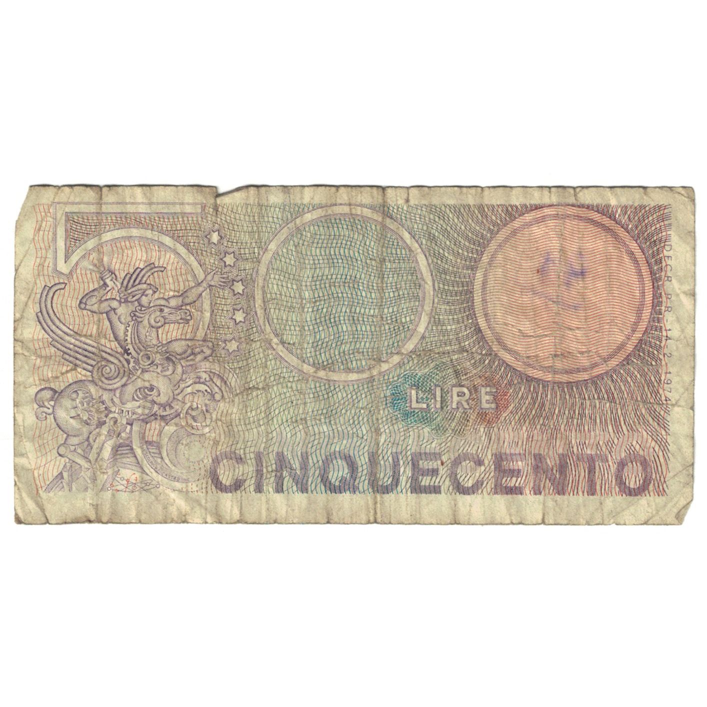 Nota, Itália, 500 Lire, 1976, 1976-12-20, KM:94, AG(1-3)