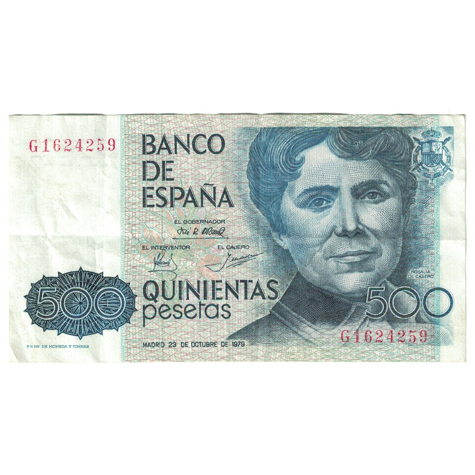 Billet, Espagne, 500 Pesetas, 1979 (1983), 1979-10-23, KM:157, TTB