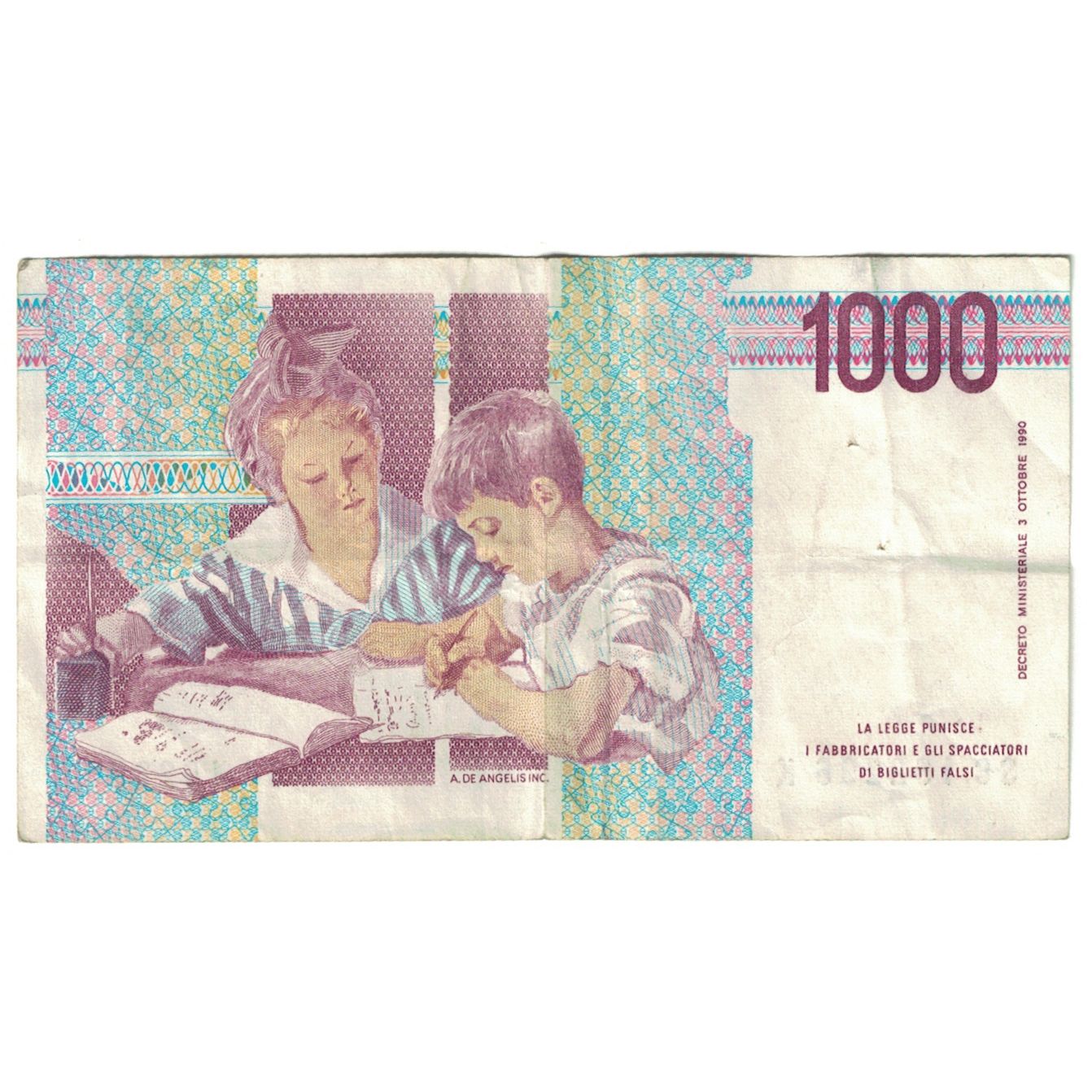 Banknote, Italy, 1000 Lire, 1990, 1990-10-03, KM:114c, VF(20-25)
