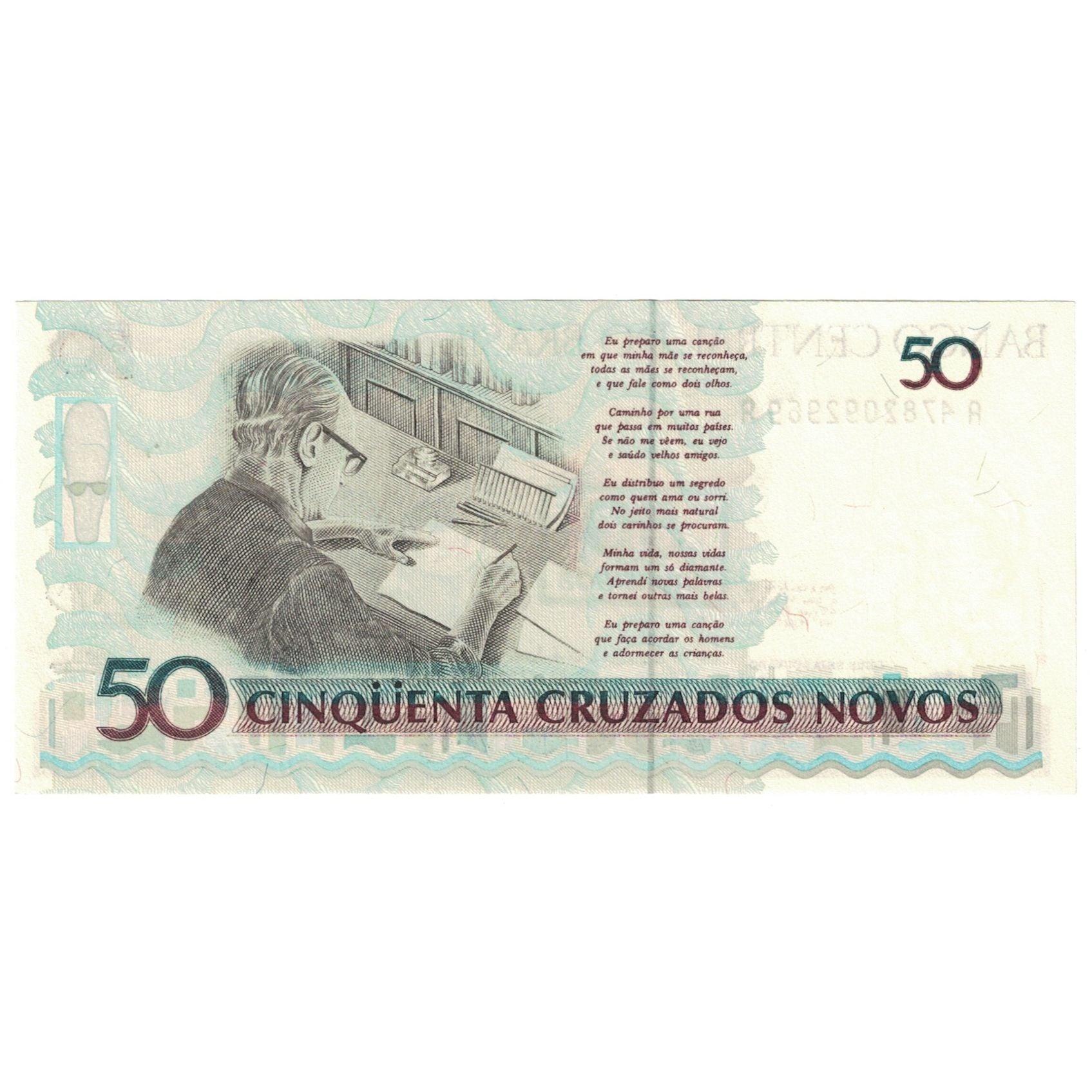 Billet, Brésil, 50 Cruzeiros on 50 Cruzados Novos, KM:223, NEUF