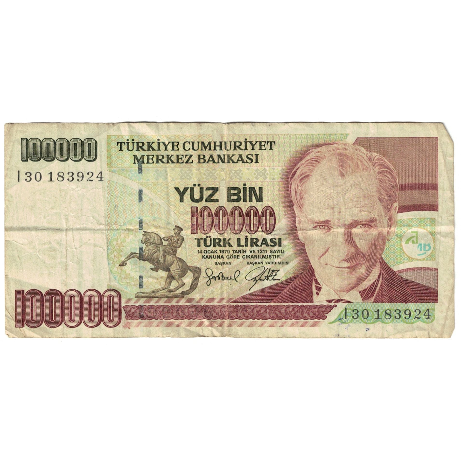 Nota, Turquia, 100,000 Lira, 1997, KM:206, EF(40-45)