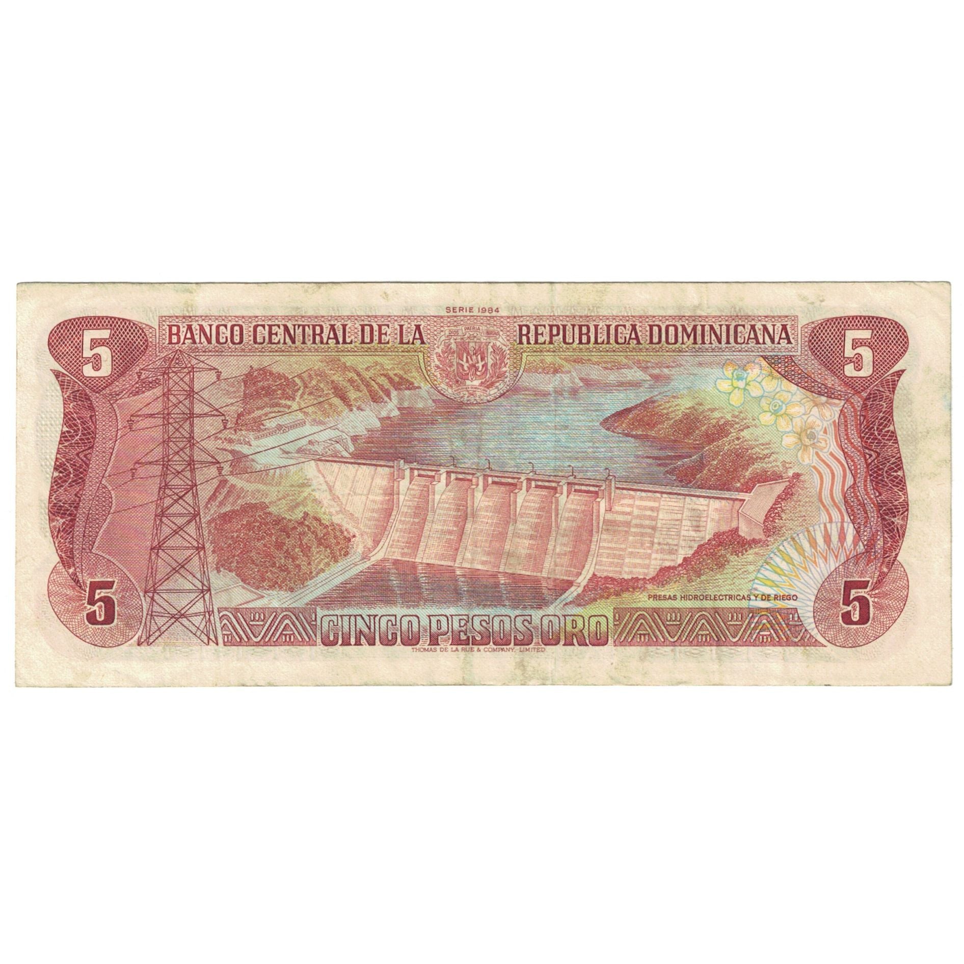 Banknote, Dominican Republic, 5 Pesos Oro, 1982, 1982, KM:118b, AU(55-58)