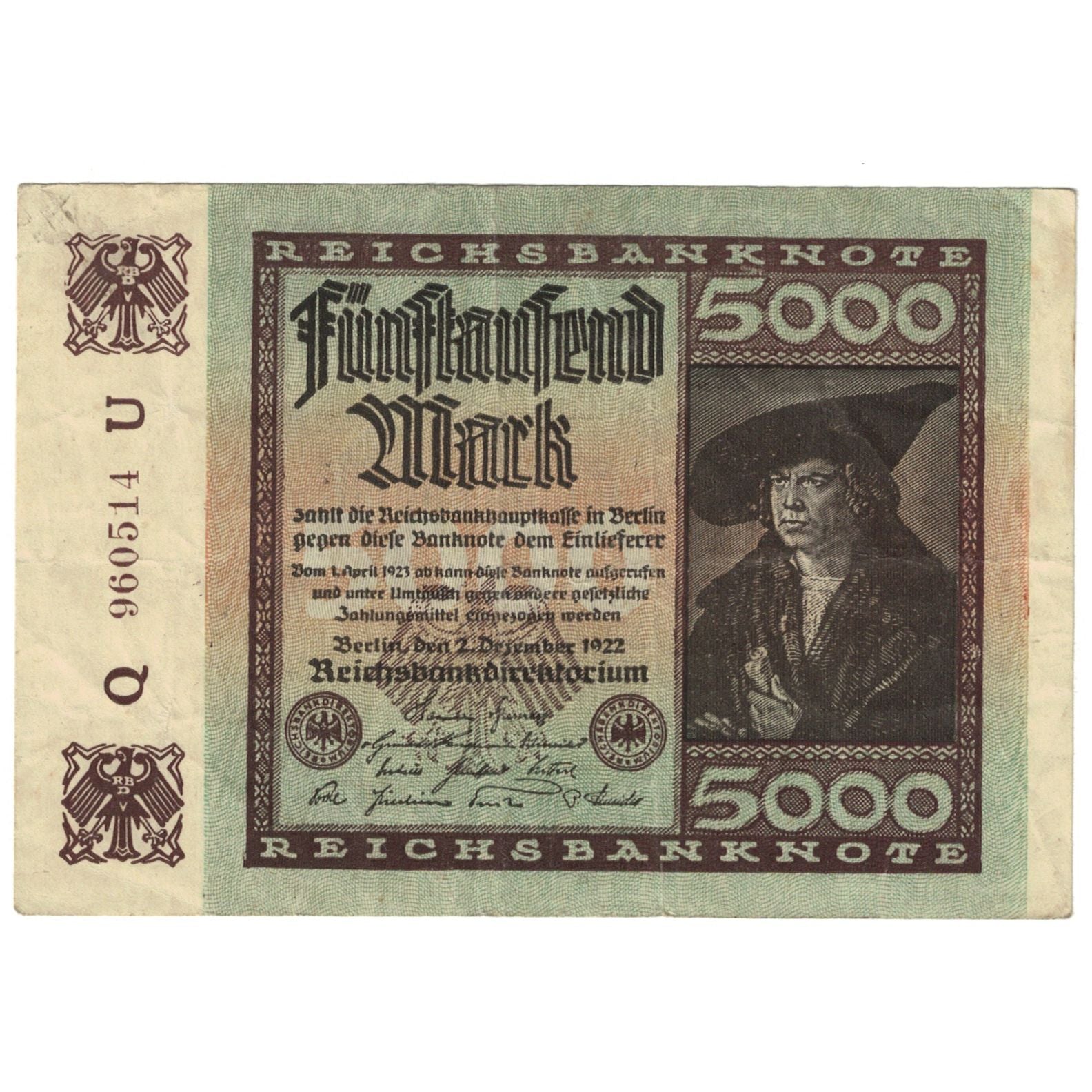 Billete, 5000 Mark, 1922, Alemania, 1922-12-02, KM:81a, EBC