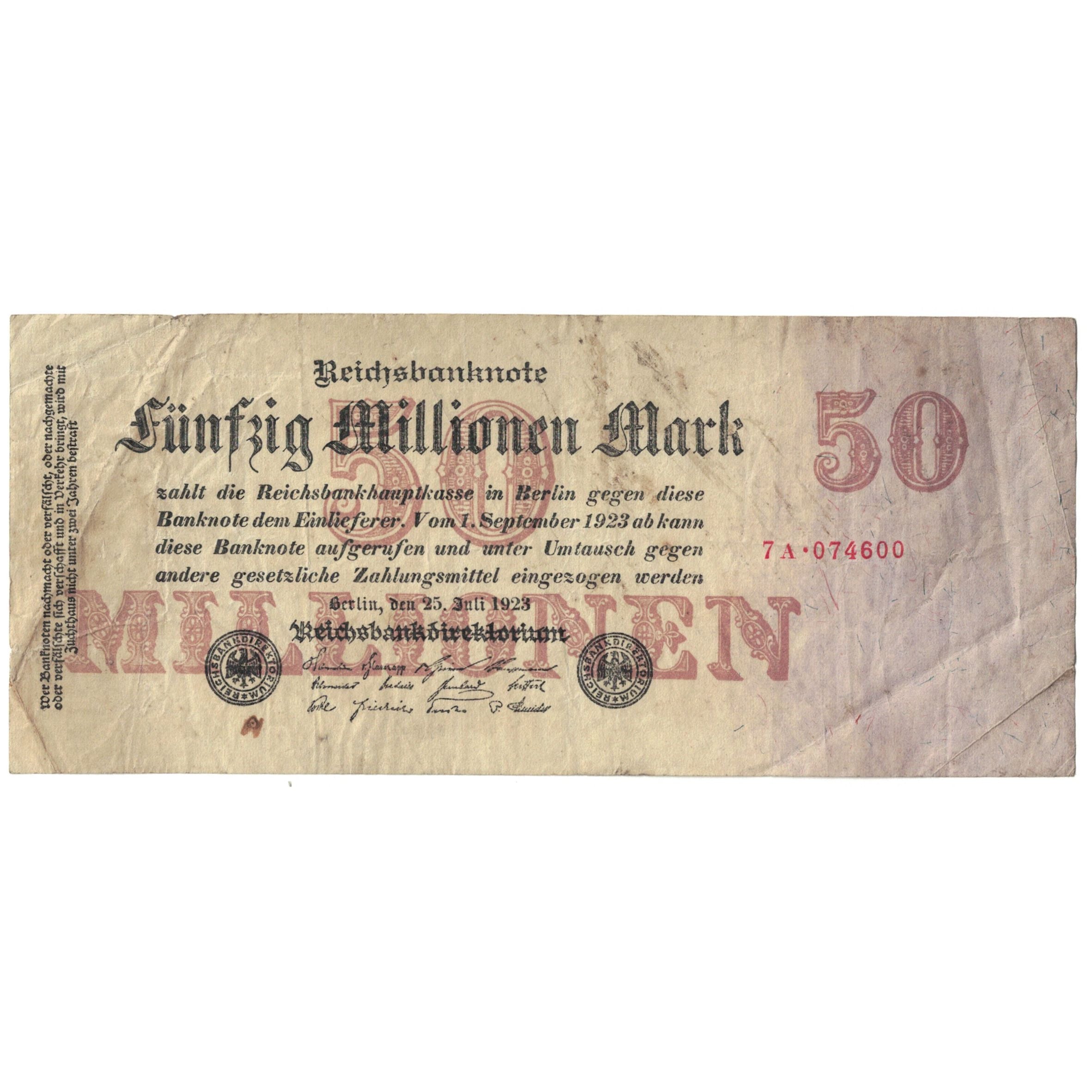 Nota, Alemanha, 50 Millionen Mark, 1923, KM:109a, VF(20-25)