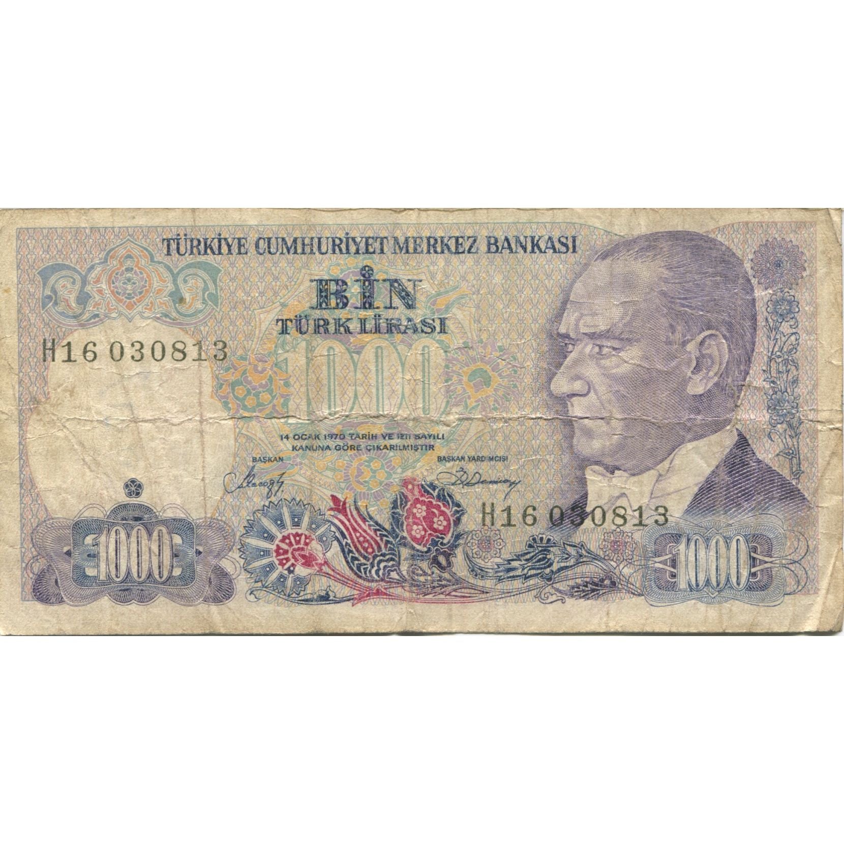 Banknote, Turkey, 1000 Lira, 1971-1982, KM:191, AG(1-3)